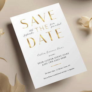 Elegantes White & Gold Geschäfts-Event Unternehmen Save The Date