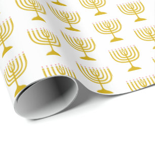 Elegantes White Gold   Hanukkah   MENORAH Geschenkpapier