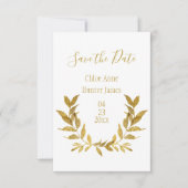 Elegantes White Gold Leaf Modernes Minimalistische Save The Date (Vorderseite)