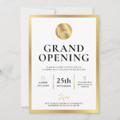 Elegantes White Gold Logo New Business Opening Eve Einladung (Vorderseite)