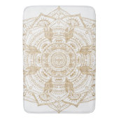 Elegantes White & Gold Mandala Handgezeichnetes De Badematte (Vorderseite Vertikal)