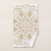 Elegantes White & Gold Mandala Handgezeichnetes De Badhandtuch Set (Handtuch)