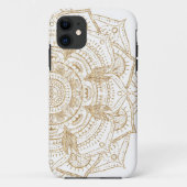 Elegantes White & Gold Mandala Handgezeichnetes De Case-Mate iPhone Hülle (Rückseite)