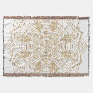 Elegantes White & Gold Mandala Handgezeichnetes De Decke