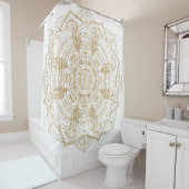 Elegantes White & Gold Mandala Handgezeichnetes De Duschvorhang (Beispiel)