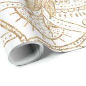 Elegantes White & Gold Mandala Handgezeichnetes De Geschenkpapier (Rolleneckpunkt)