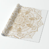 Elegantes White & Gold Mandala Handgezeichnetes De Geschenkpapier (Ungerollt)