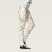 Elegantes White & Gold Mandala Handgezeichnetes De Leggings (Rechts)