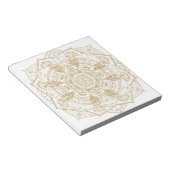 Elegantes White & Gold Mandala Handgezeichnetes De Notizblock (angewinkelt)