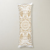 Elegantes White & Gold Mandala Handgezeichnetes De Seitenschläferkissen (Rückseite (Vertikal))
