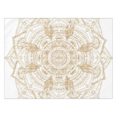 Elegantes White & Gold Mandala Handgezeichnetes De Tischdecke (Vorderseite (Horizontal))