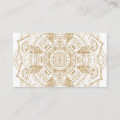 Elegantes White & Gold Mandala Handgezeichnetes De Visitenkarte (Rückseite)