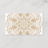Elegantes White & Gold Mandala Handgezeichnetes De Visitenkarte (Vorderseite)