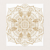 Elegantes White & Gold Mandala Handgezeichnetes De Visitenkarten (Innenseite Aufgefaltet)