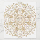 Elegantes White & Gold Mandala Handgezeichnetes De Weinetikett (Einzelnes Label)