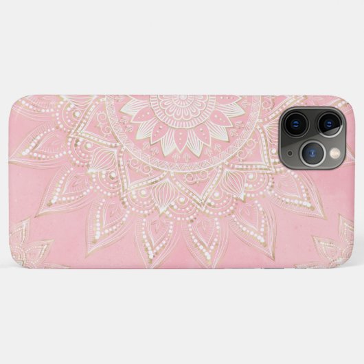 Elegantes White & Gold Mandala Rosa Design Case-Mate iPhone Hülle (Rückseite (Horizontal))