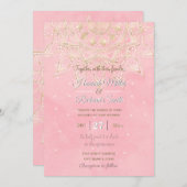 Elegantes White & Gold Mandala Rosa Design Einladung (Vorne/Hinten)