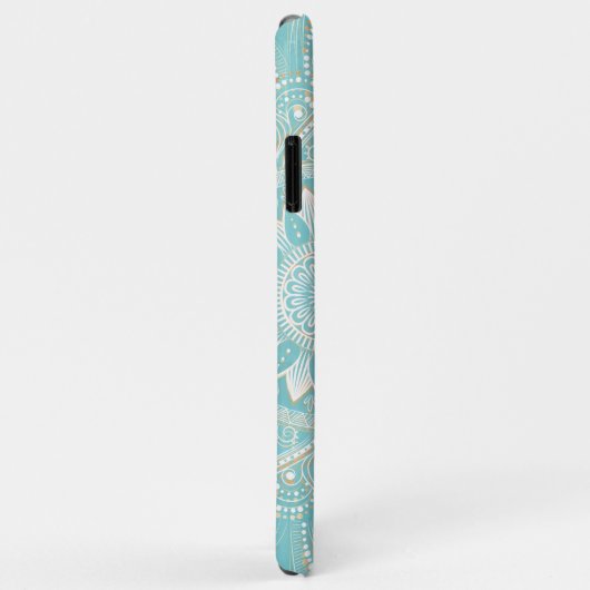 Elegantes White Gold Mandala Sky Blue Design Case-Mate iPhone Hülle (Hinten/Rechts)