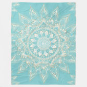 Elegantes White Gold Mandala Sky Blue Design Fleecedecke (Vorderseite)