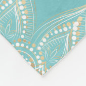 Elegantes White Gold Mandala Sky Blue Design Fleecedecke (Ecke)
