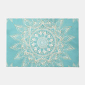 Elegantes White Gold Mandala Sky Blue Design Fußmatte (Vorderseite)