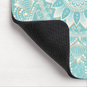 Elegantes White Gold Mandala Sky Blue Design Mousepad (Ecke)