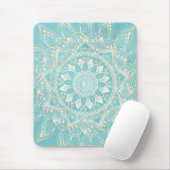 Elegantes White Gold Mandala Sky Blue Design Mousepad (Mit Mouse)