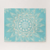 Elegantes White Gold Mandala Sky Blue Design Puzzle (Horizontal)