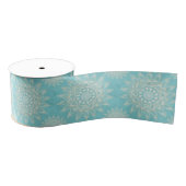 Elegantes White Gold Mandala Sky Blue Design Ripsband (Spule)