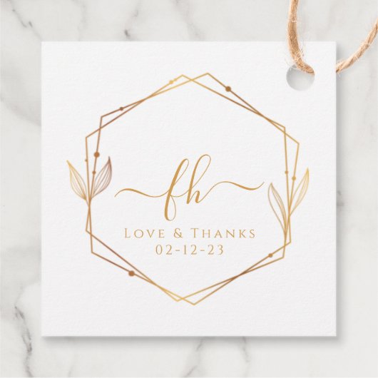 Elegantes White Gold Mit Monogramm Danke für Ihre Geschenkanhänger (Rückseite)