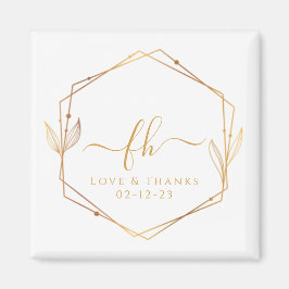 Elegantes White Gold Mit Monogramm Danke für Ihre Magnet