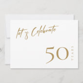 Elegantes White & Gold Personalisiert 50 Jahre alt Einladung (Vorderseite)