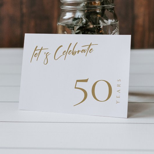 Elegantes White & Gold Personalisiert 50 Jahre alt Einladung