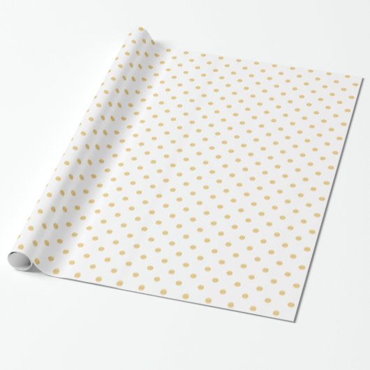 Elegantes White & Gold Polka Dots Muster Geschenkpapier (Ungerollt)