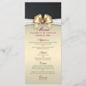 Elegantes White Gold Ribbon Red Diamond Wedding Me Menükarte (Vorderseite)