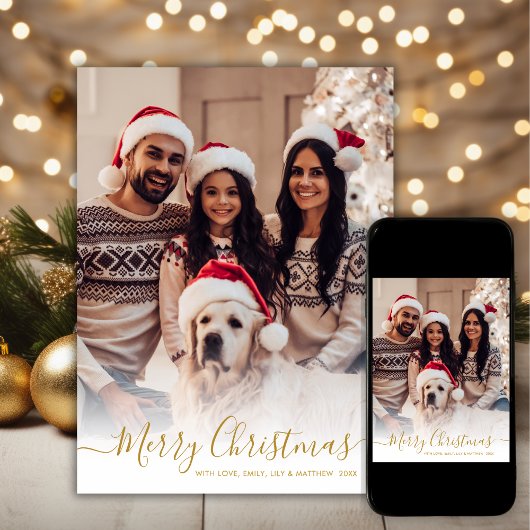 Elegantes White Gold Script 2 Foto Weihnachten