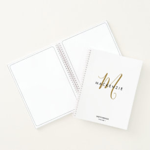 Elegantes White Gold Script Monogram Sketchbook Notizblock