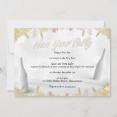Elegantes White & Gold Silvester Party Einladung (Vorderseite)