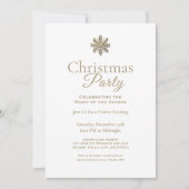 Elegantes White Gold Snowflake Weihnachts-Party Einladung (Vorderseite)