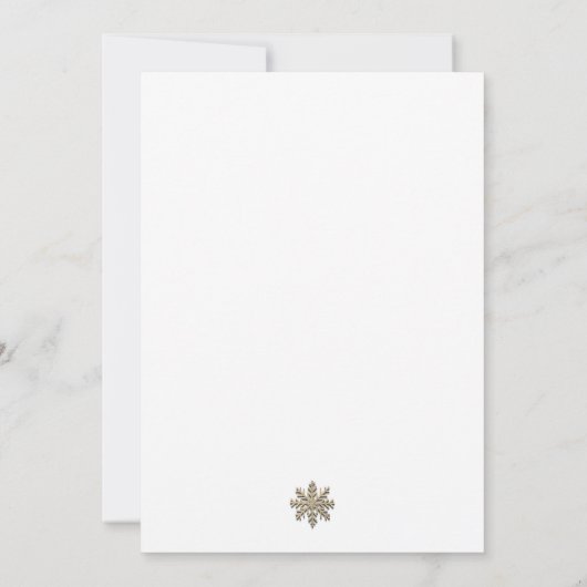 Elegantes White Gold Snowflake Weihnachts-Party Einladung (Rückseite)