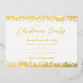 Elegantes White Gold Snowflake Weihnachts-Party Folieneinladung (Vorderseite)