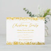 Elegantes White Gold Snowflake Weihnachts-Party Folieneinladung (Stehend vorne)