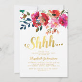 Elegantes White-Gold-Überraschungs-Party Einladung (Vorderseite)