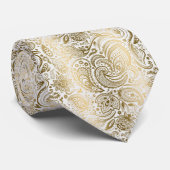 Elegantes White & Gold Vintag Paisley Muster Krawatte (Gerollt)