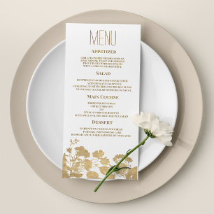 Elegantes White Gold Wildblume Luxus-Menü Hochzeit Programm