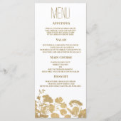 Elegantes White Gold Wildblume Luxus-Menü Hochzeit Programm (Vorderseite)