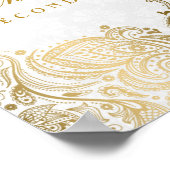 Elegantes White & Golden Paisley Lace Poster (Ecke)