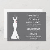 Elegantes White Gown auf Gray - Stilvolle, einfach Einladungspostkarte (Vorne/Hinten)