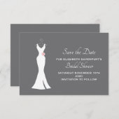 Elegantes White Gown auf Gray Stylish Simple Brida Save The Date (Vorne/Hinten)