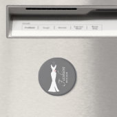 Elegantes White Gown on Gray - Modedesign Magnet (In Situ (Geschirrspüler))